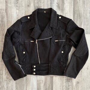 Cooper Sportswear Vintage Cropped Denim Moto Jacket